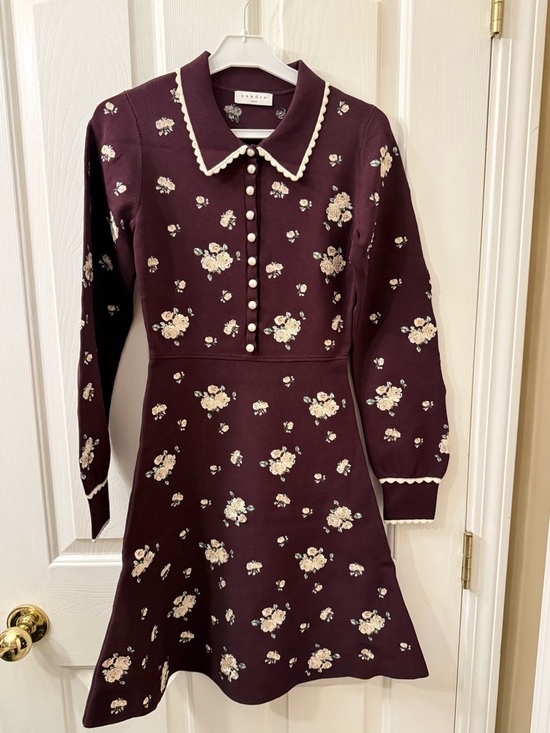 Sandro Dresses & Skirts - Sandro Floral Embroidered Coatigan - Burgundy